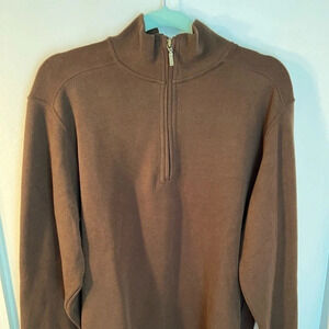 Covington, M, long sleeve pullover quarter zip Very soft, deep brown color L=26”